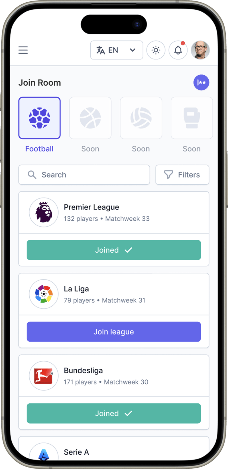 ChampionMATES join room mobile page