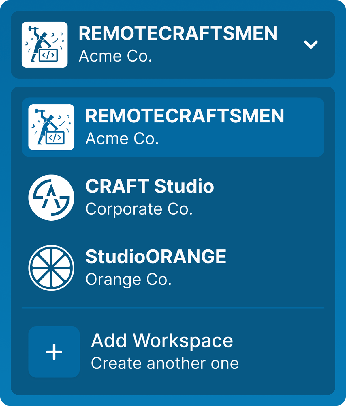RecruitRocket tenant selection menu